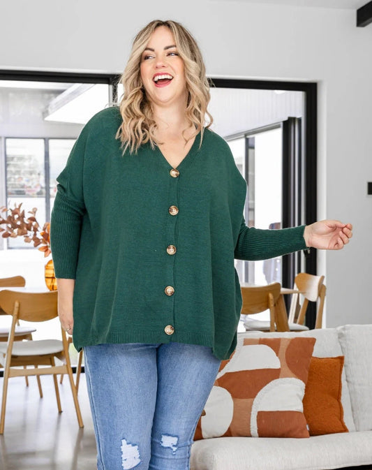 Remi Button Knit - Forest