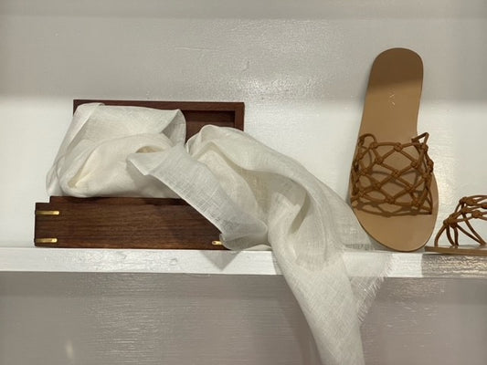 White Linen Scarf