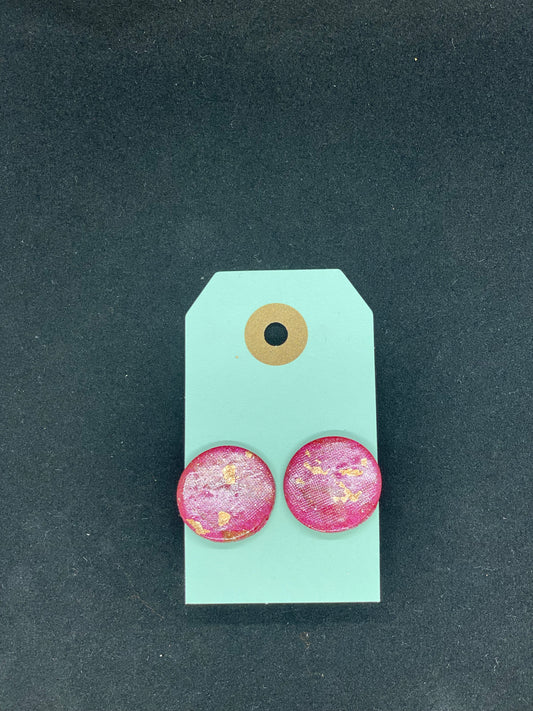 Hot Pink and Gold Fleck Earrings